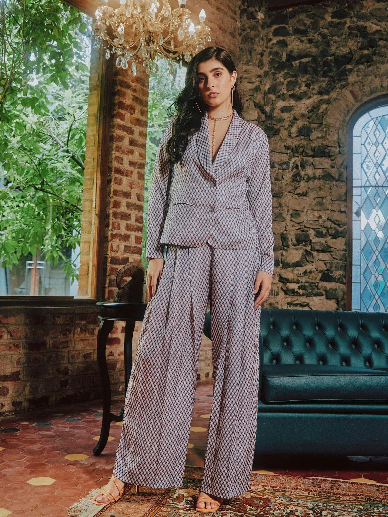 Printed Satin Jacket + Printed Satin Trousers, a product by tara and i