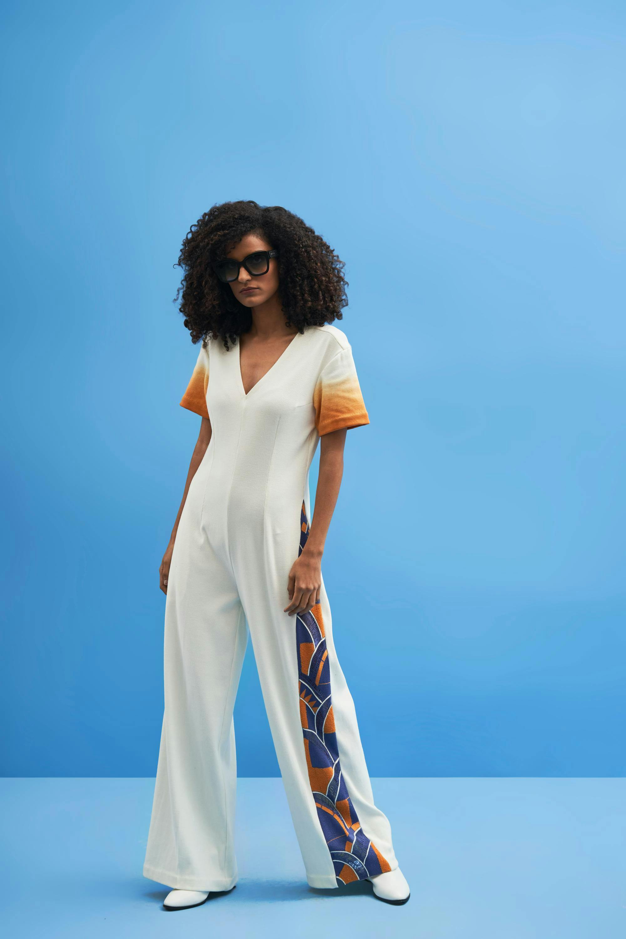 Off-White Lunette Embroidered Jumpsuit, a product by Siddhant Agrawal Label