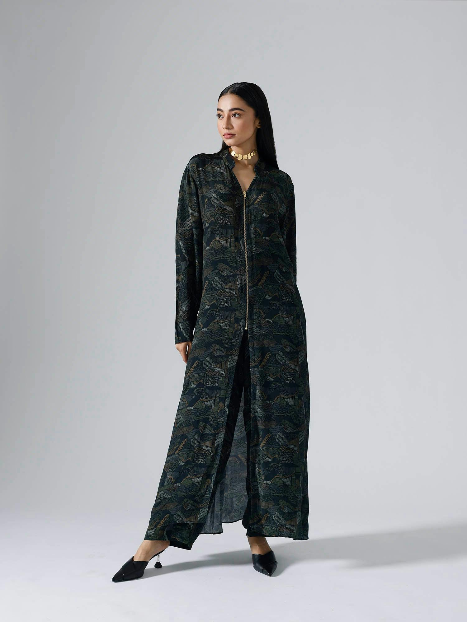 Lines Zipped Jacket Set With Coordinated Pants, a product by KLAD