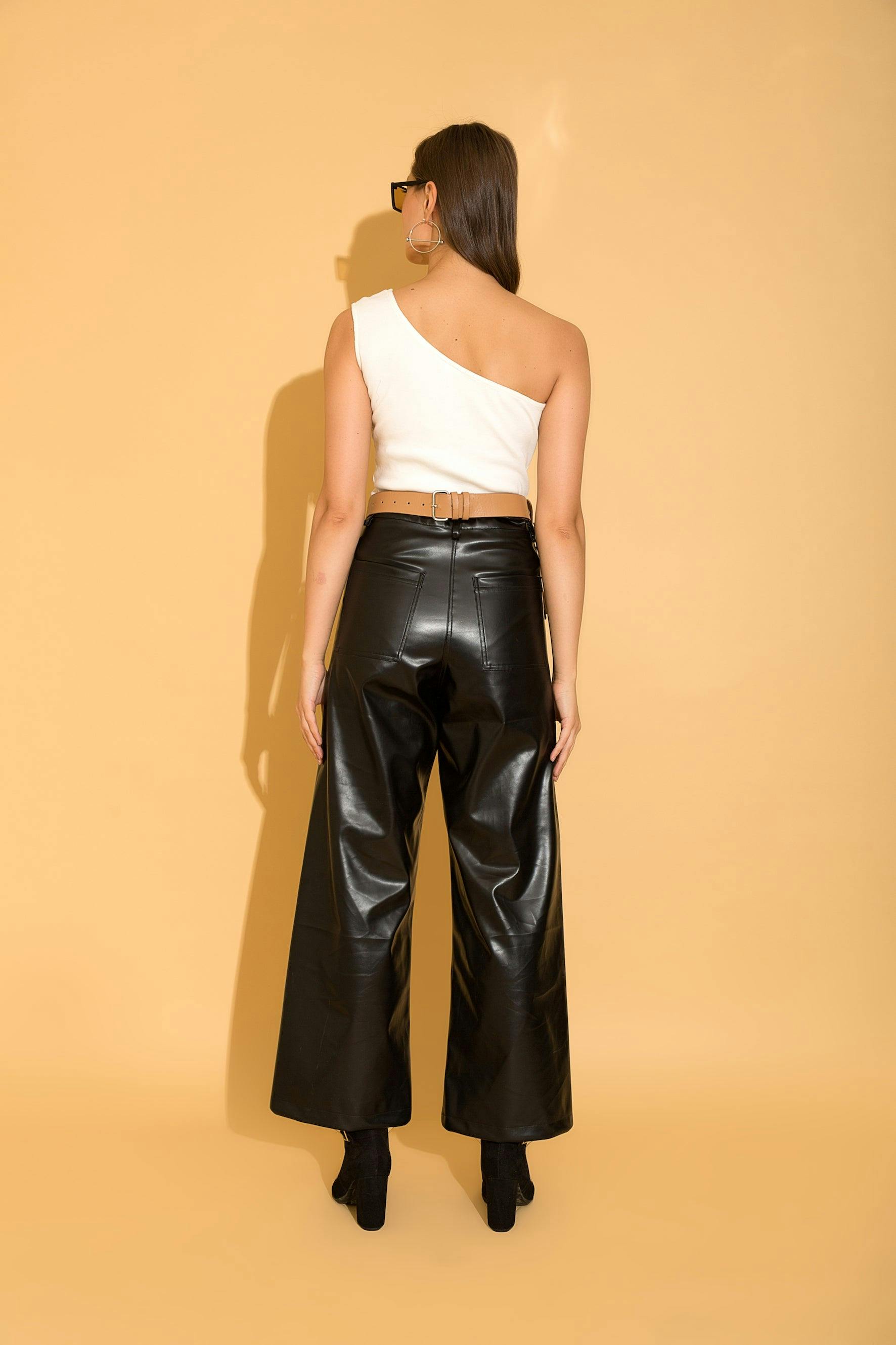 Thumbnail preview #3 for Black Flared Leather Pants