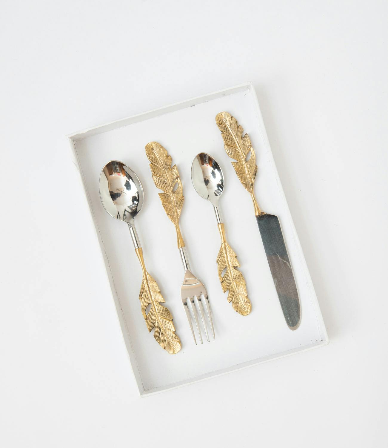 Gold Leaf Cutlery Set - Set of 4, a product by Table Manners