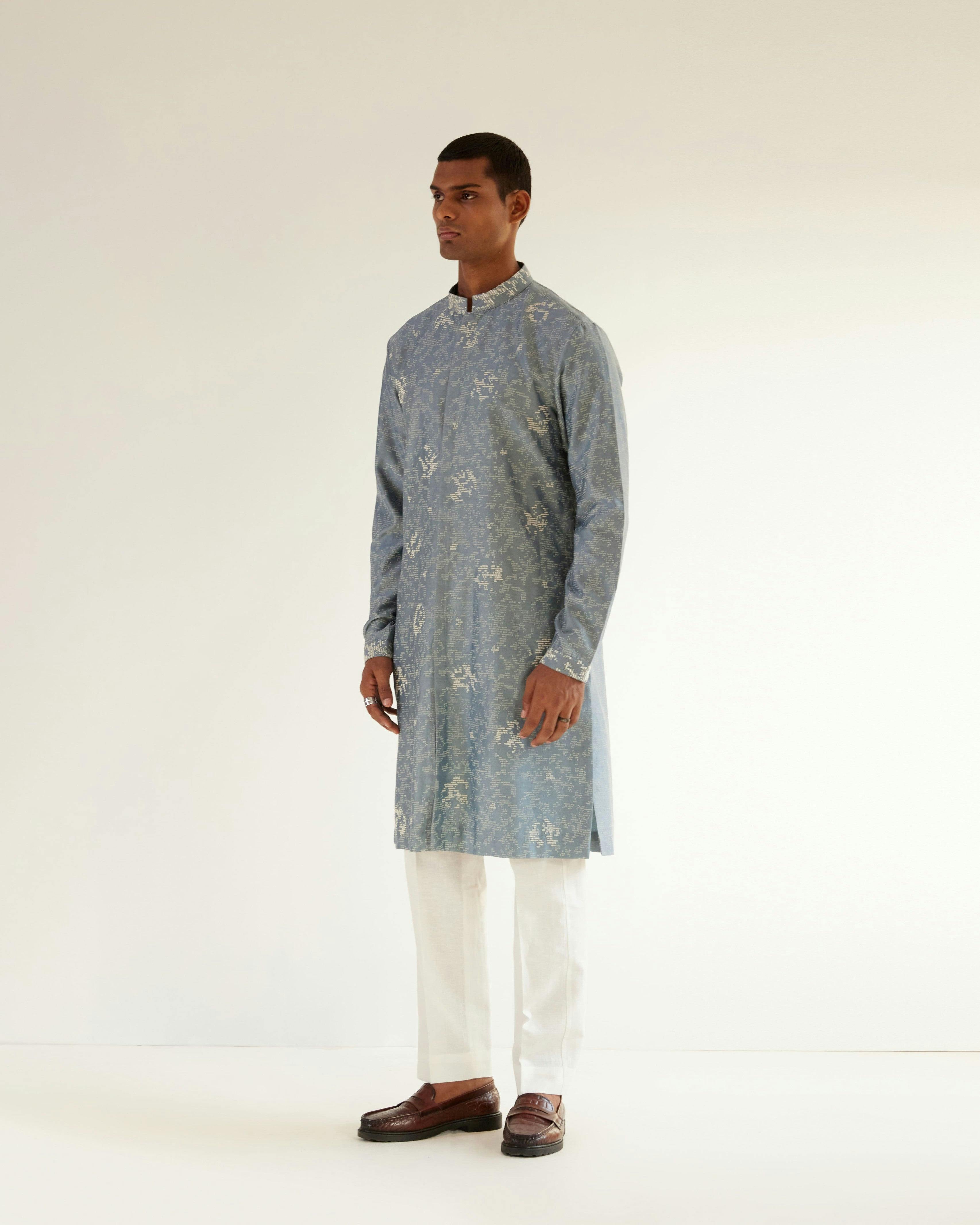 Thumbnail preview #1 for Block Embroidered Front Open Kurta Set