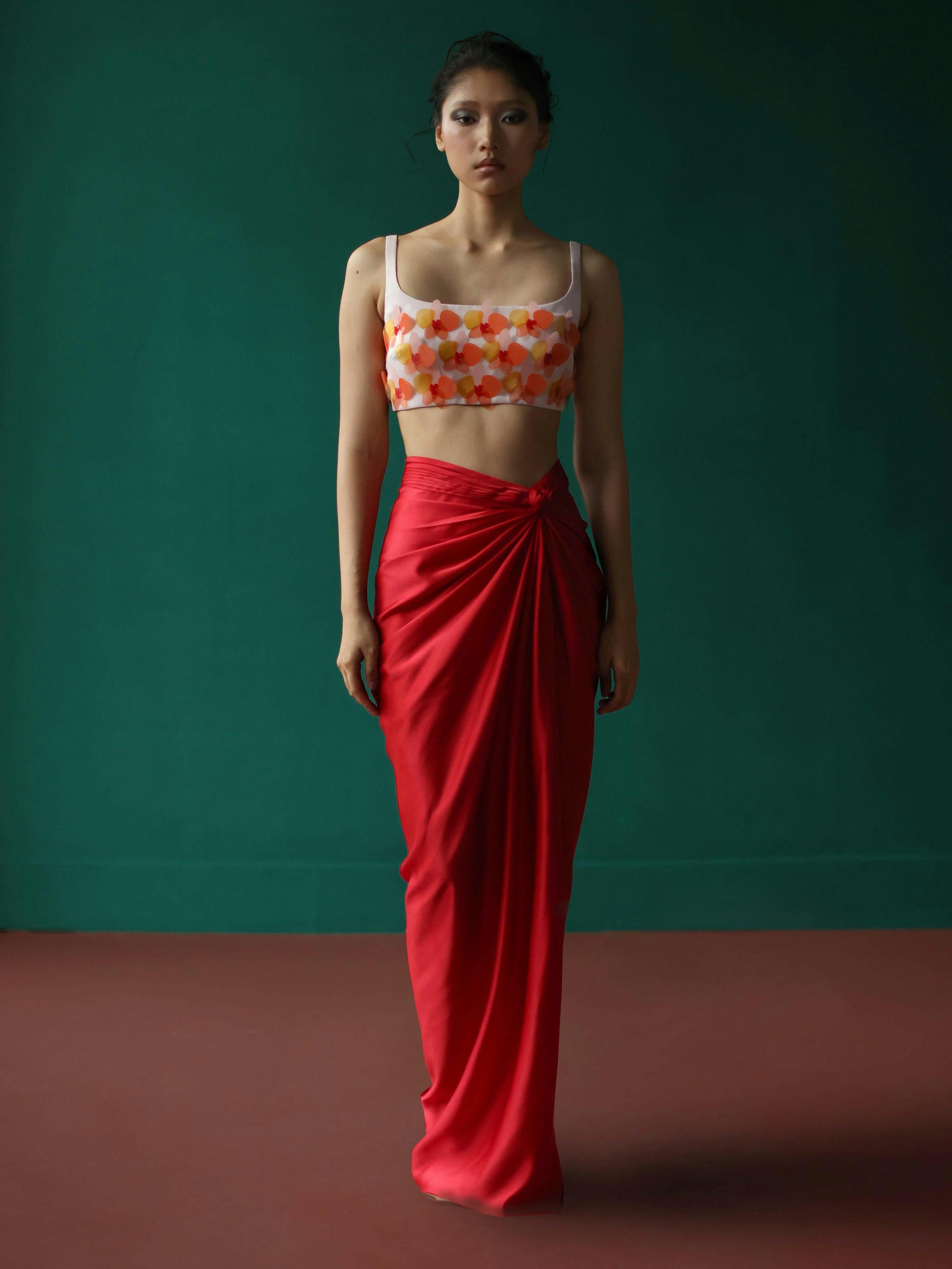 Orchid top with twist skirt, a product by Shriya Khanna