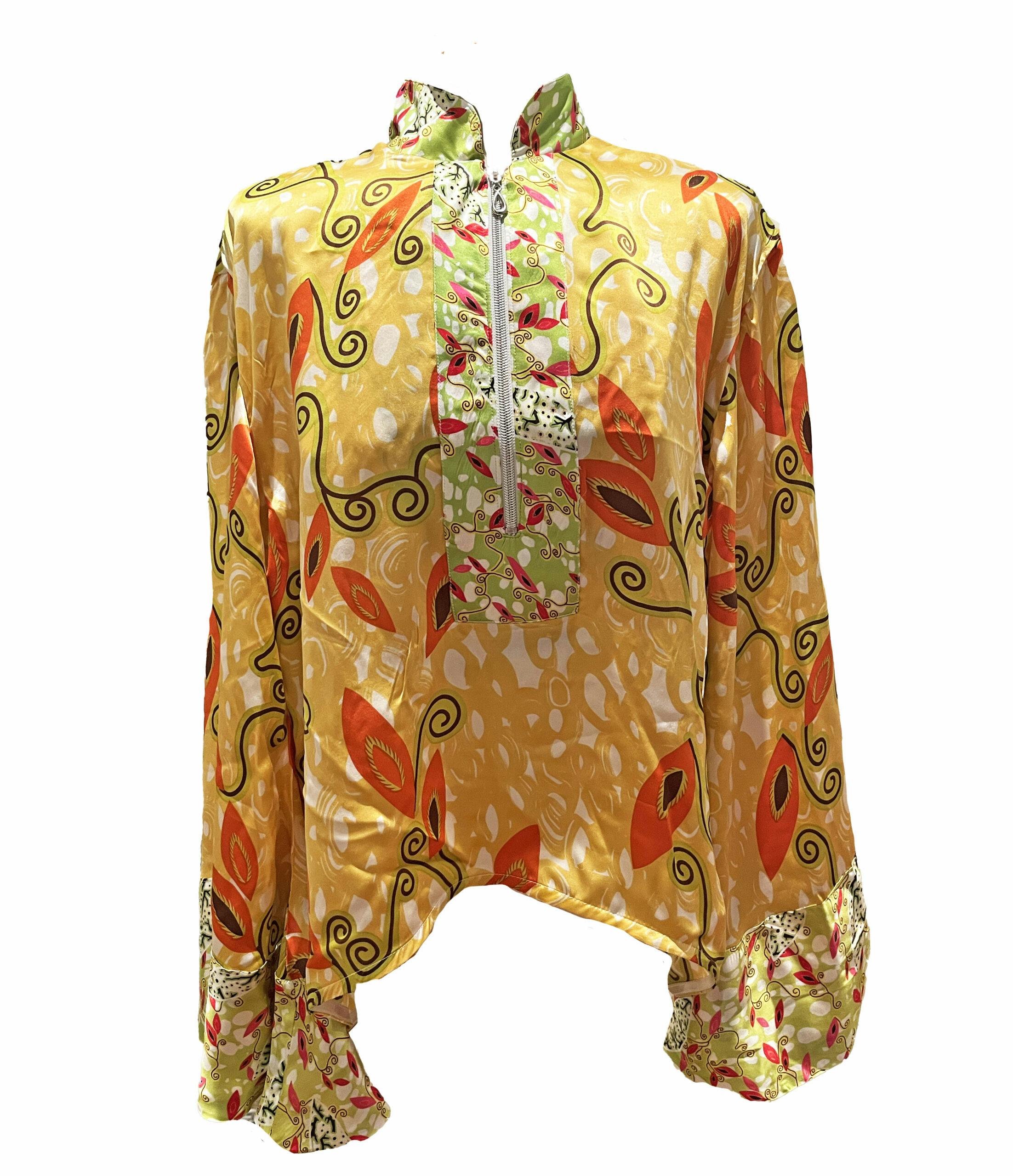 Chinese floral backless blouse, a product by EKI SILK 