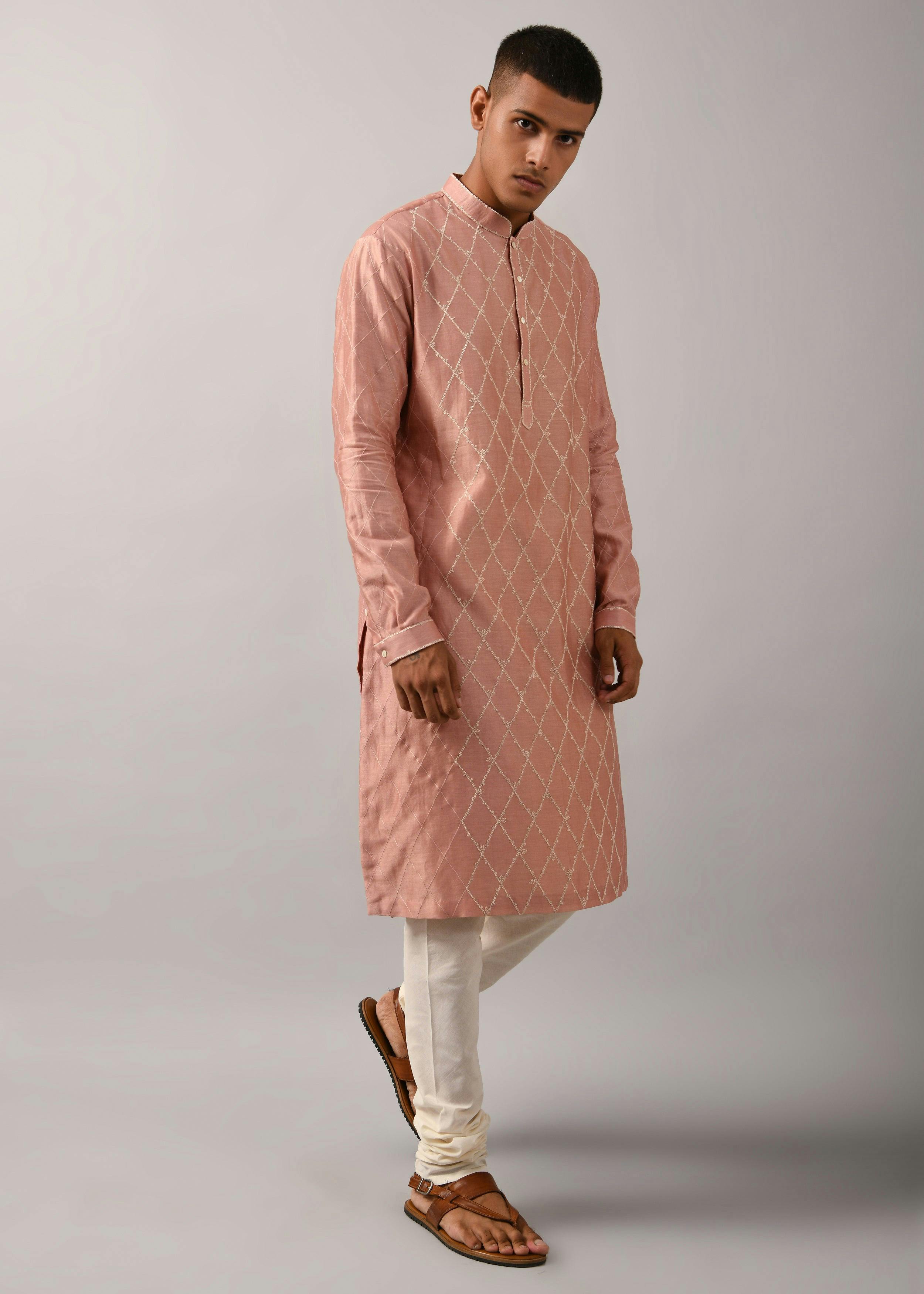 Diamond Pattern Embroidered Kurta Set, a product by Country Made