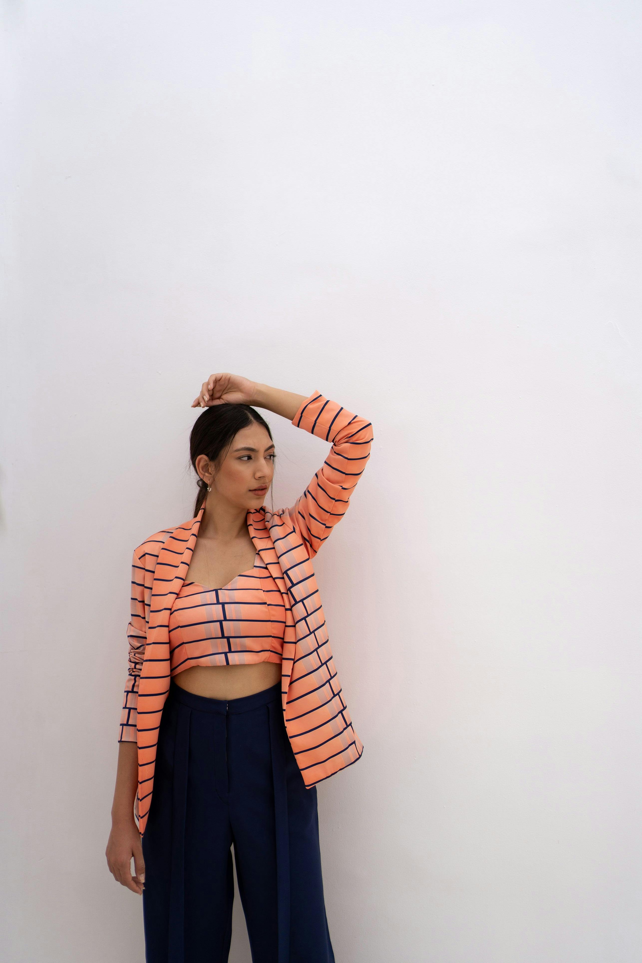 Thumbnail preview #2 for Orange and Navy printed coat set