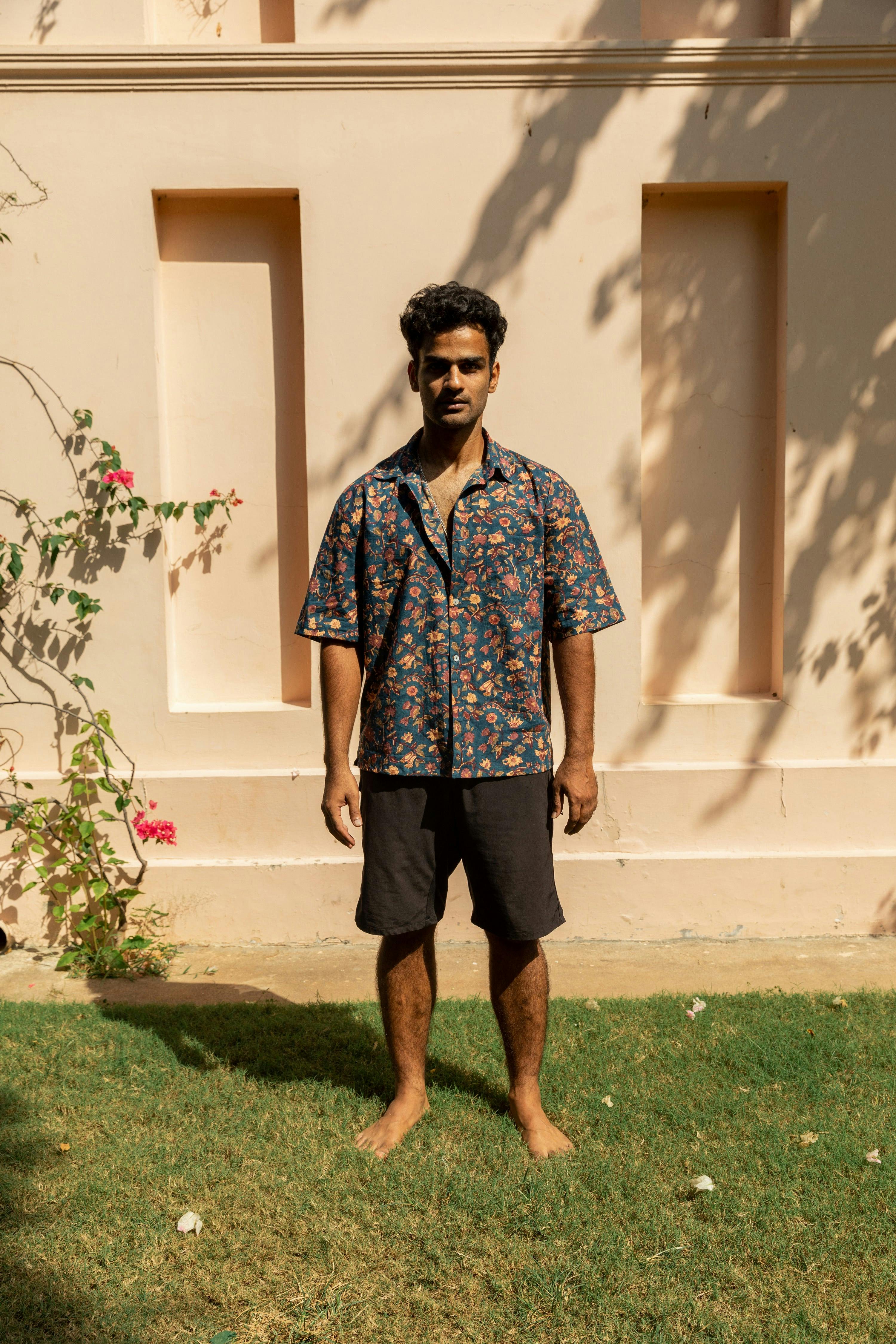Hand Block Printed 100% Cotton Shirt - Moss, a product by izsi