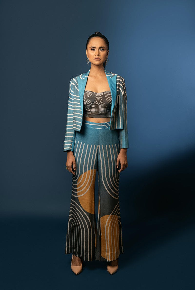 Cropped Jacket With Bustier And Bell Pants - CEO, a product by Nautanky