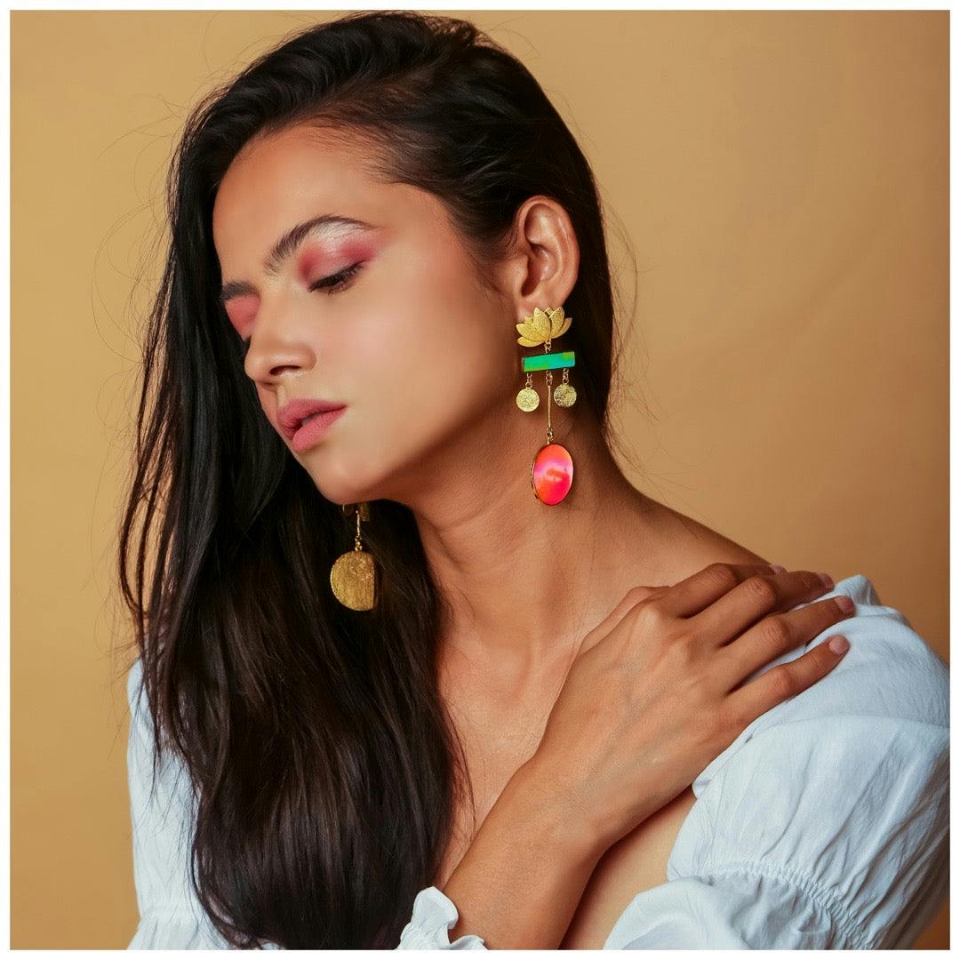 Golden sunset earrings, a product by Aditi Bhatt