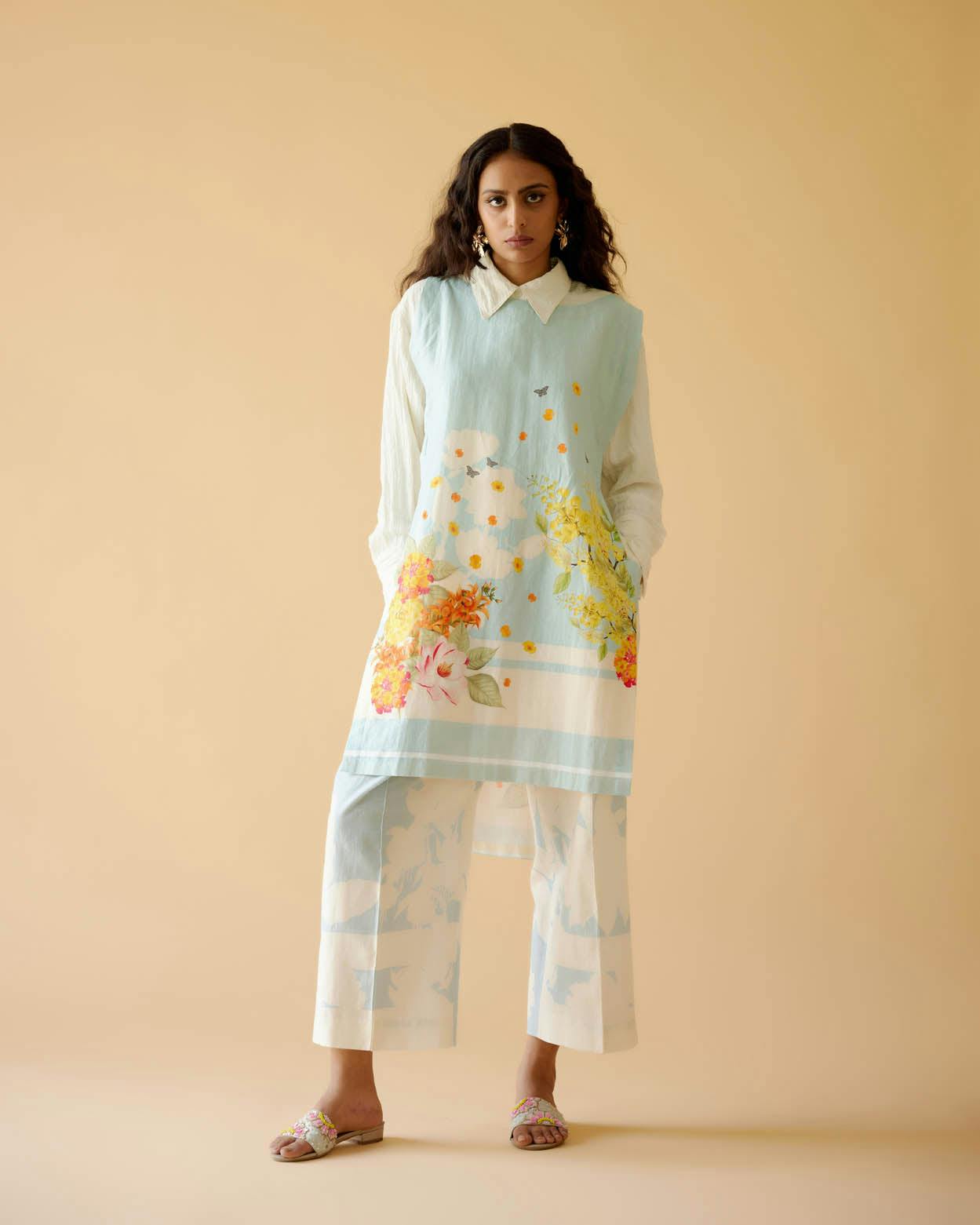Blue pearl co-ord set (overlay and trousers), a product by Moh India