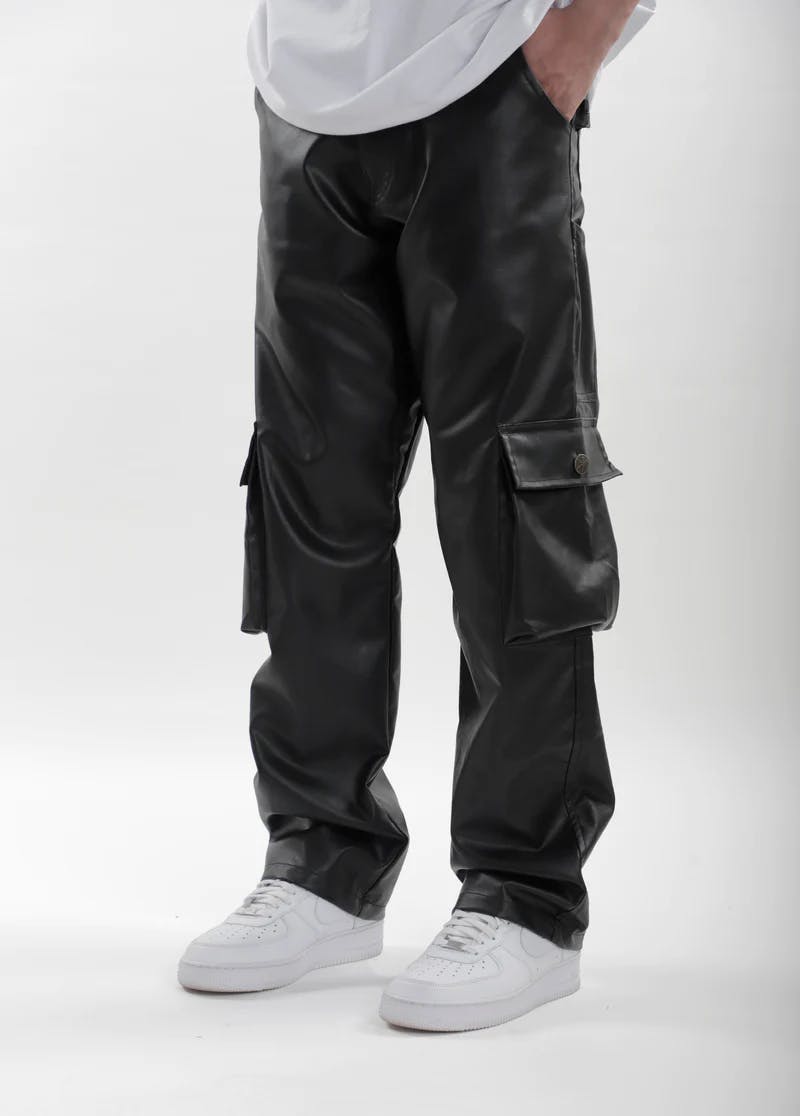 Thumbnail preview #3 for Leather Carpenter Pants - Black