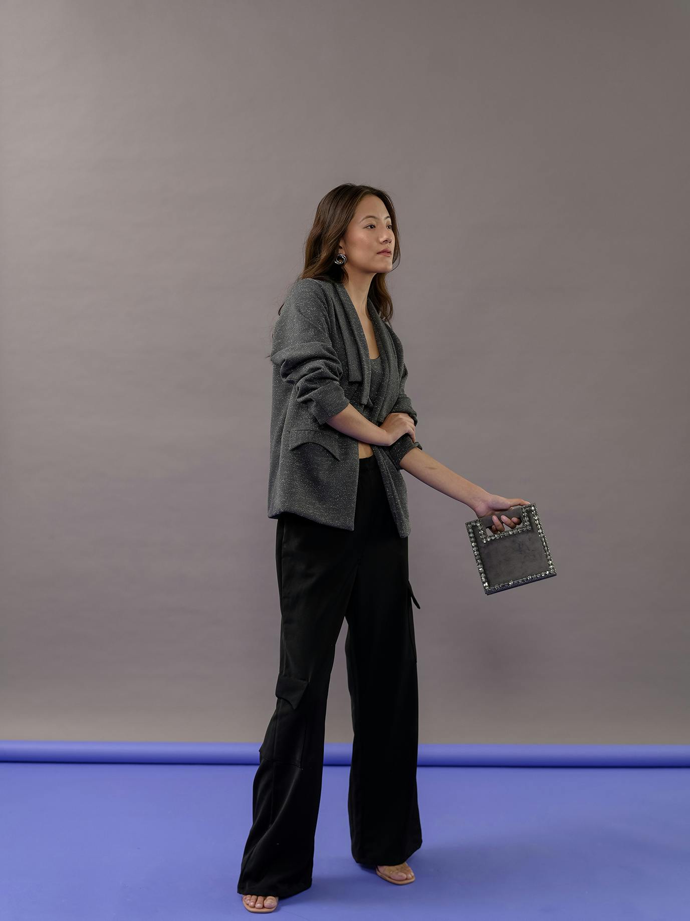 Grey oversized blazer set , a product by Kritika Madan