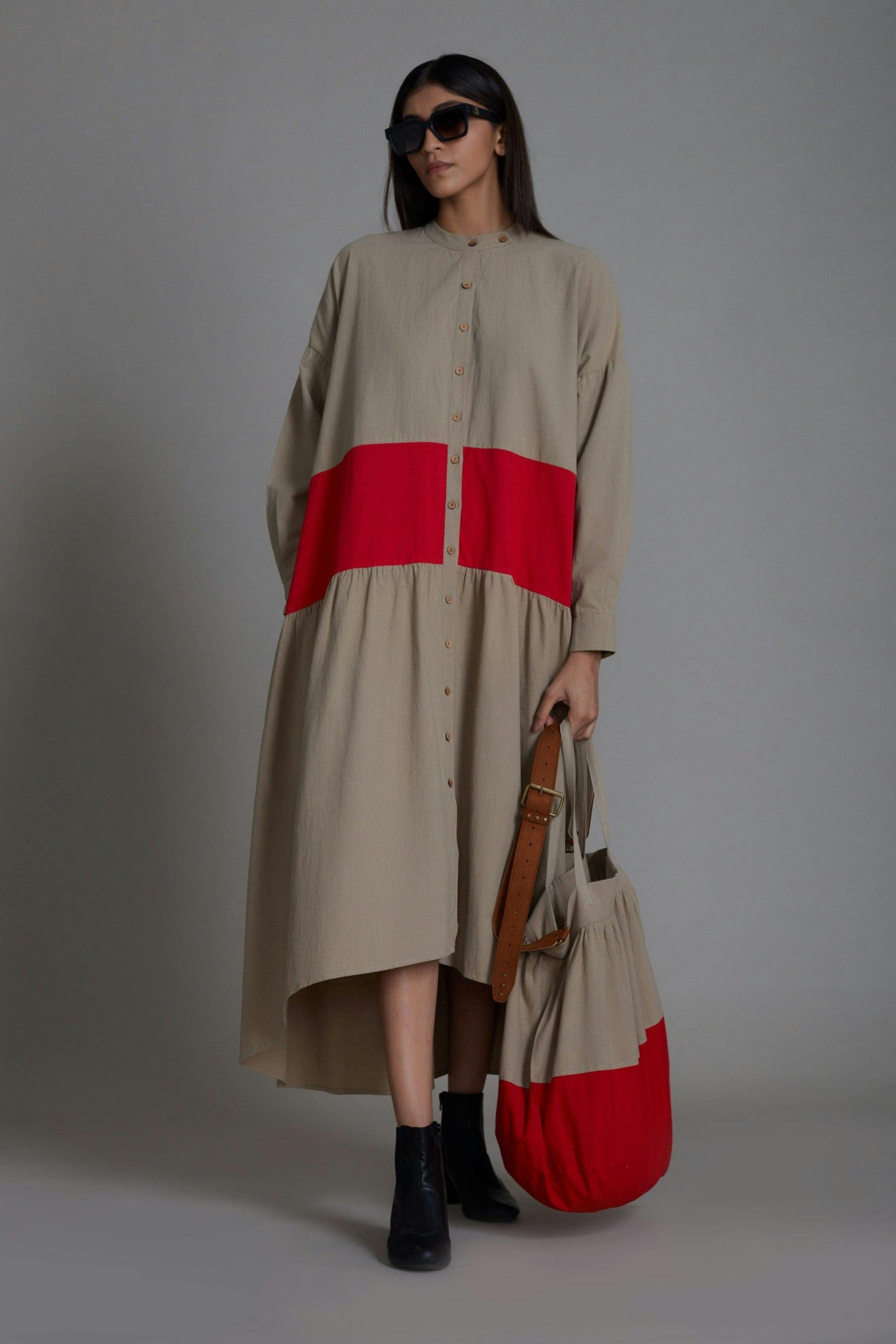 Beige & Red Band Dress, a product by Style Mati