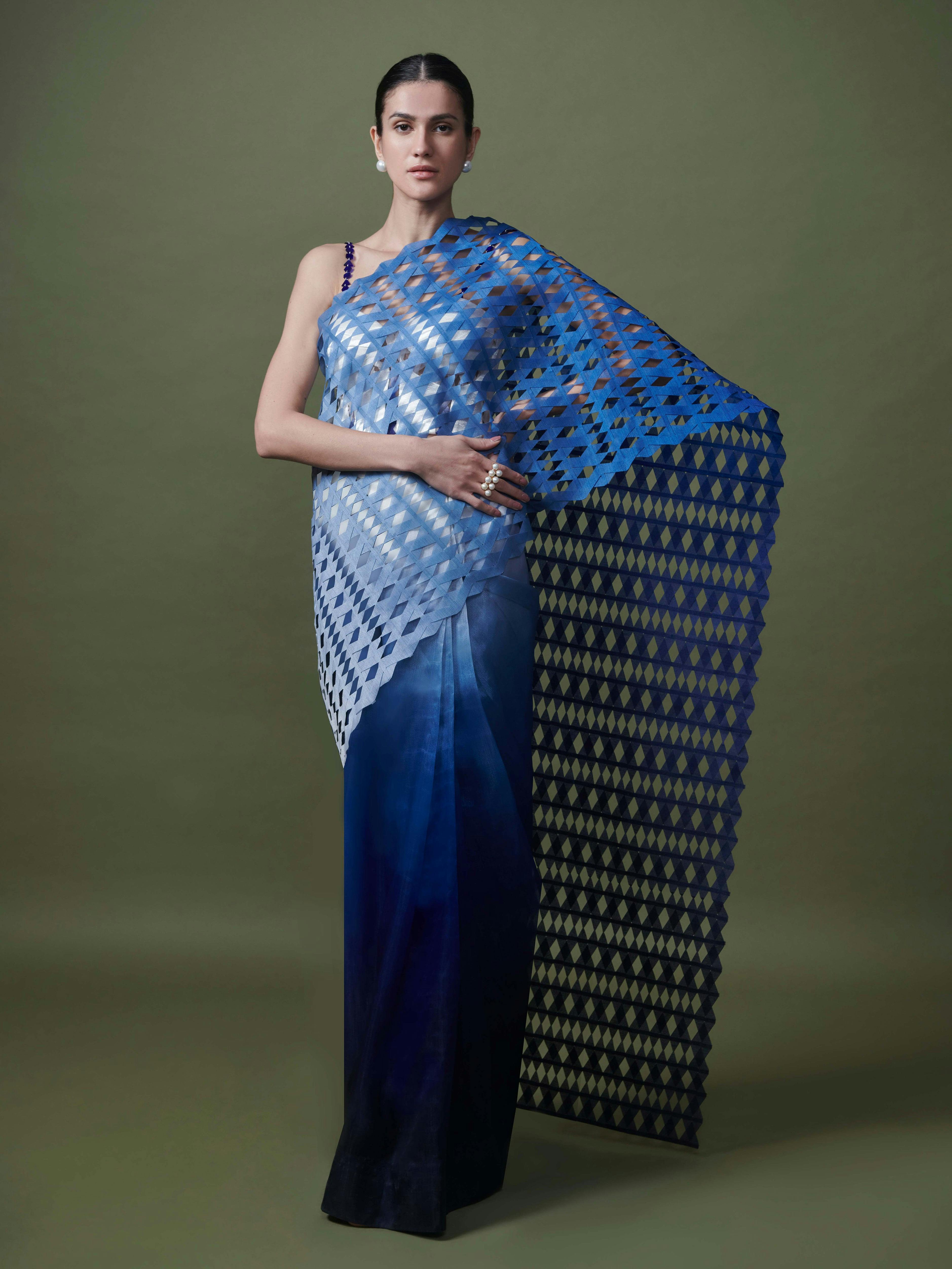 Gradient gauze saree, a product by Shriya Khanna