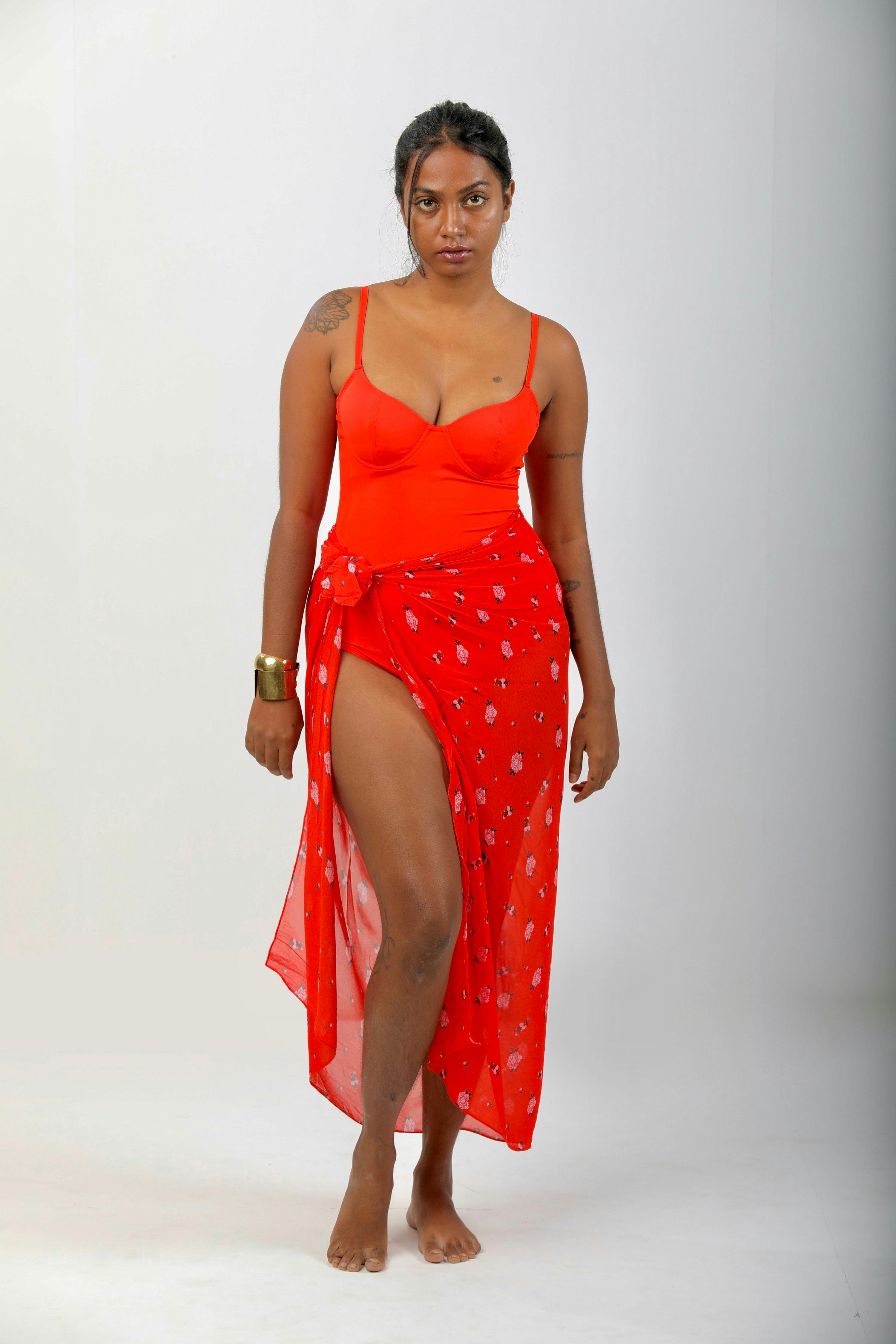 Thumbnail preview #2 for Underwired and Padded One Piece Swimsuit- Orange