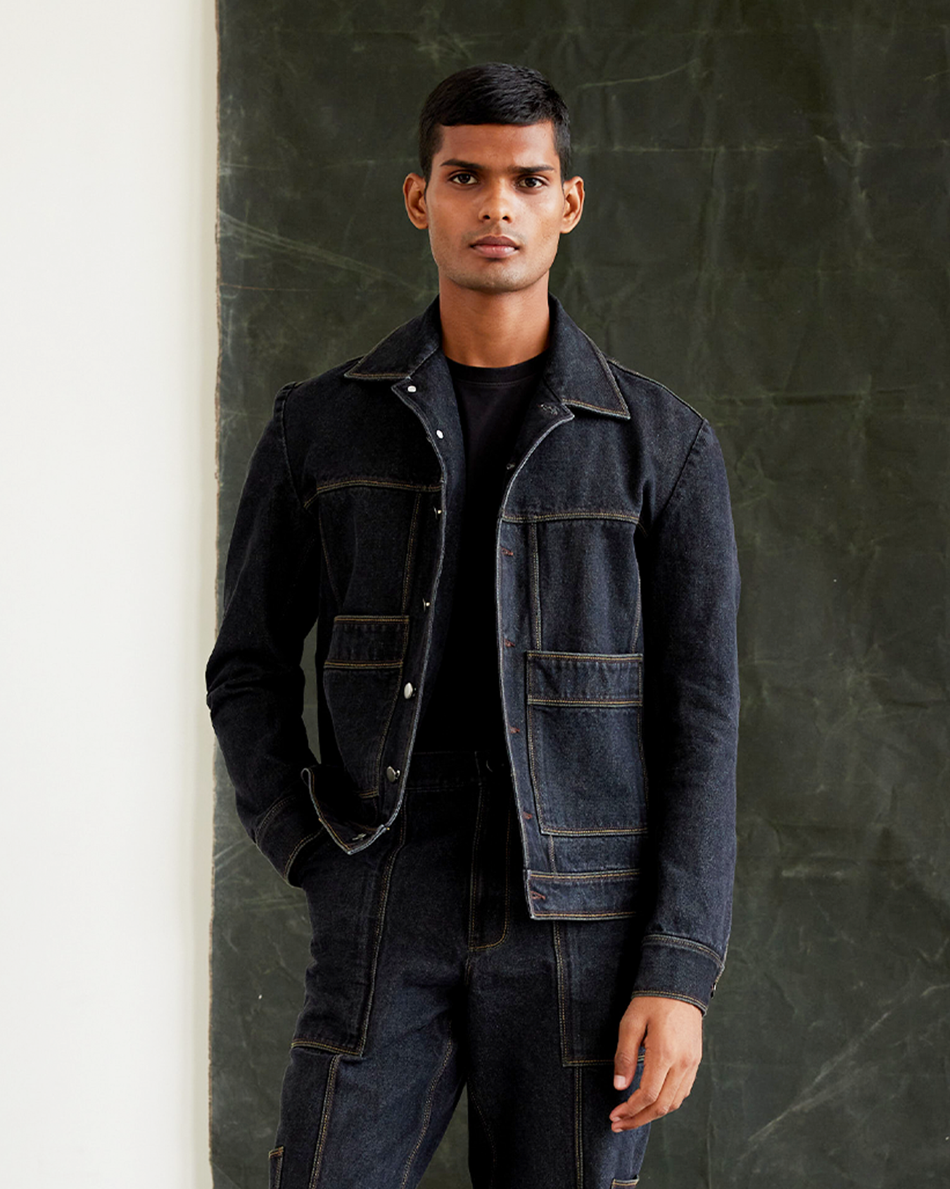 Contrast Multi-Thread Trucker Jacket, a product by Country Made