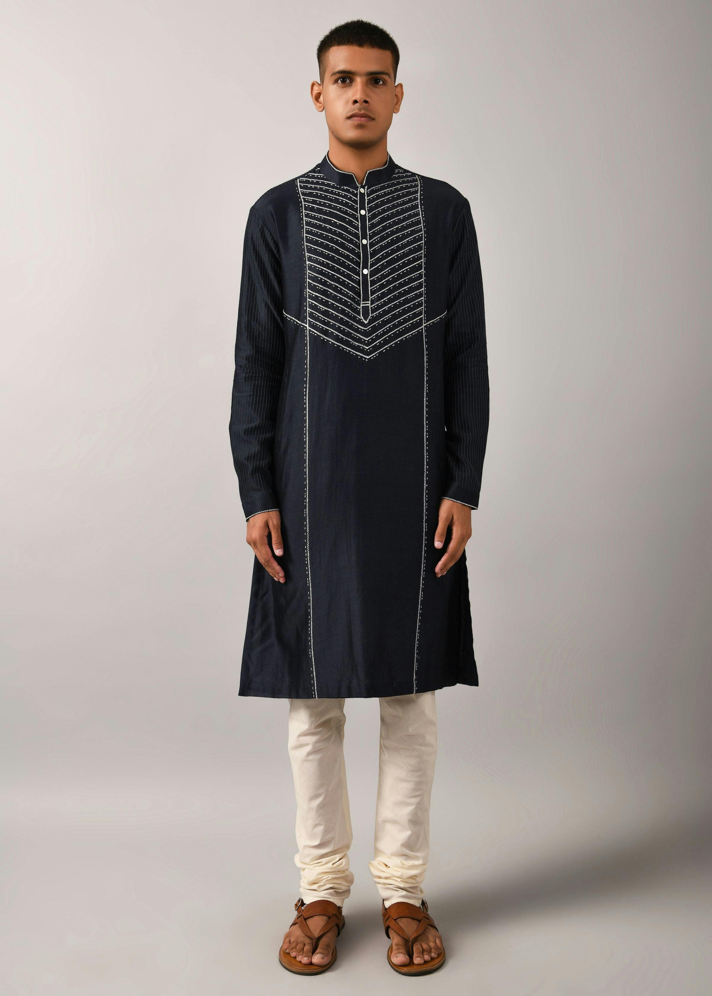 Thumbnail preview #2 for Navy Fence Wire Kurta Set