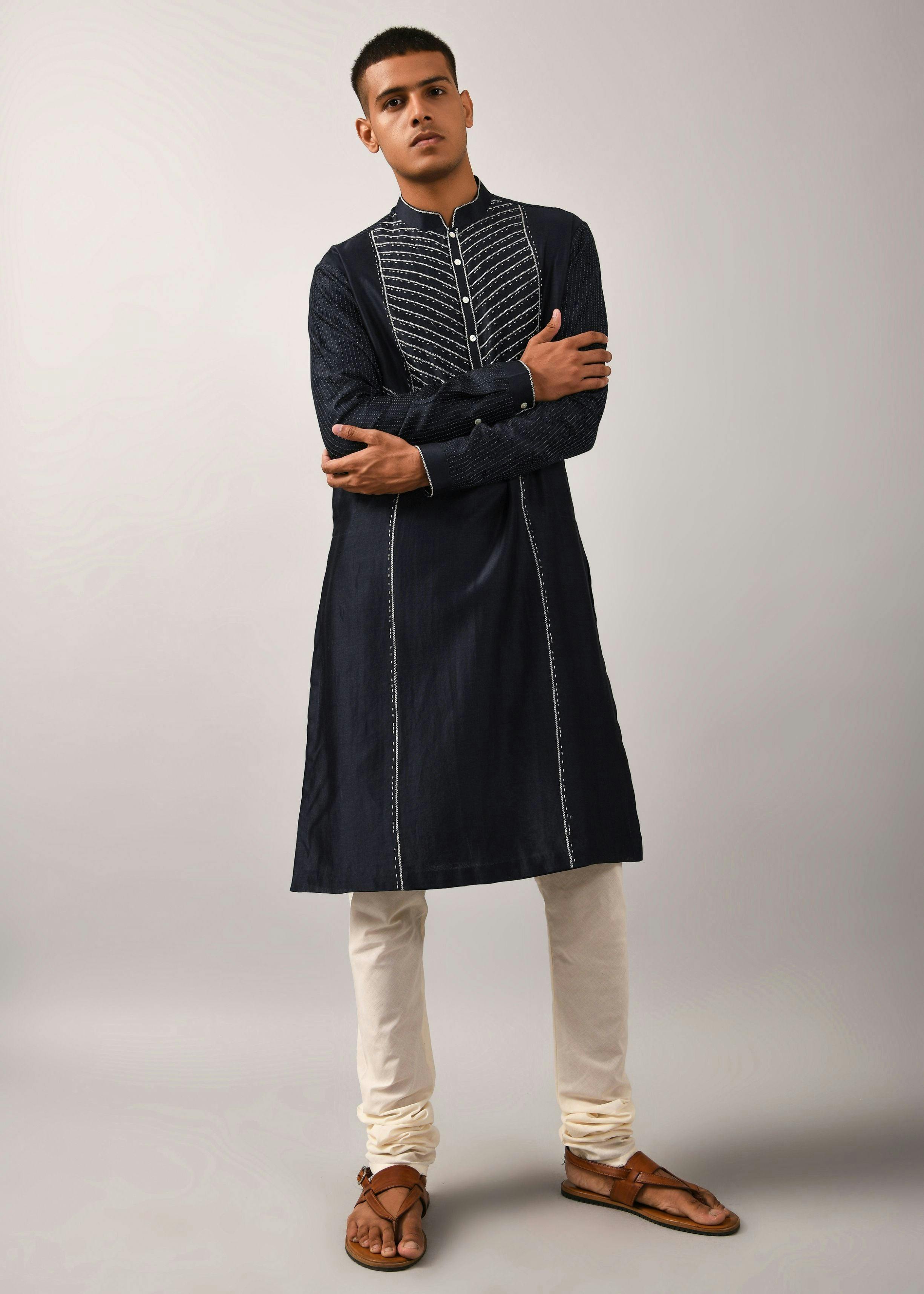Navy Fence Wire Kurta Set, a product by Country Made