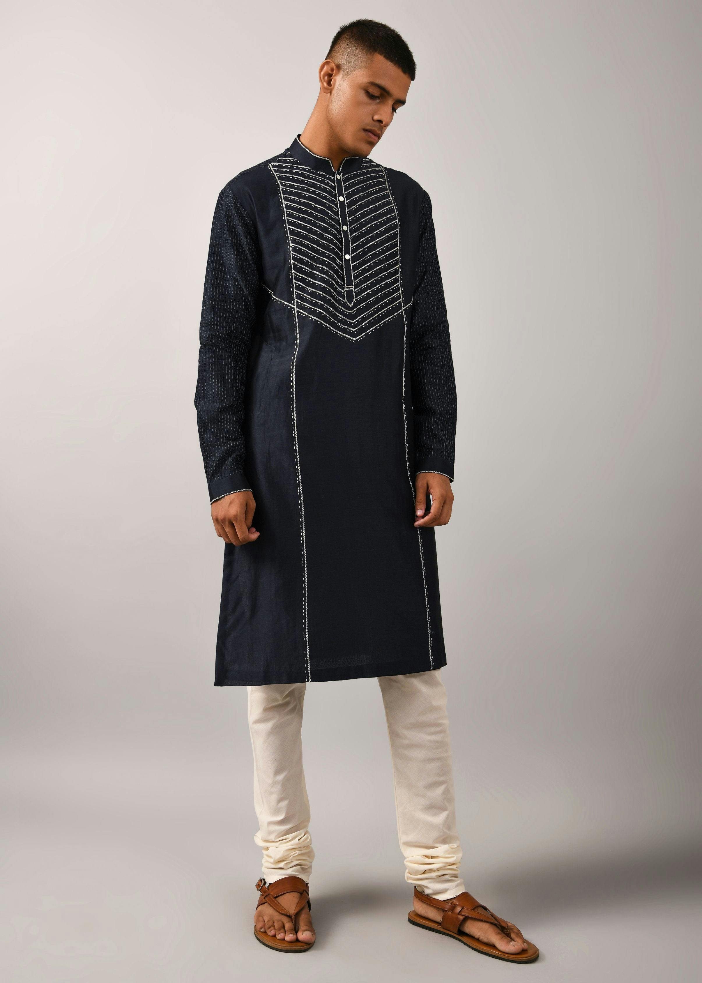 Thumbnail preview #4 for Navy Fence Wire Kurta Set