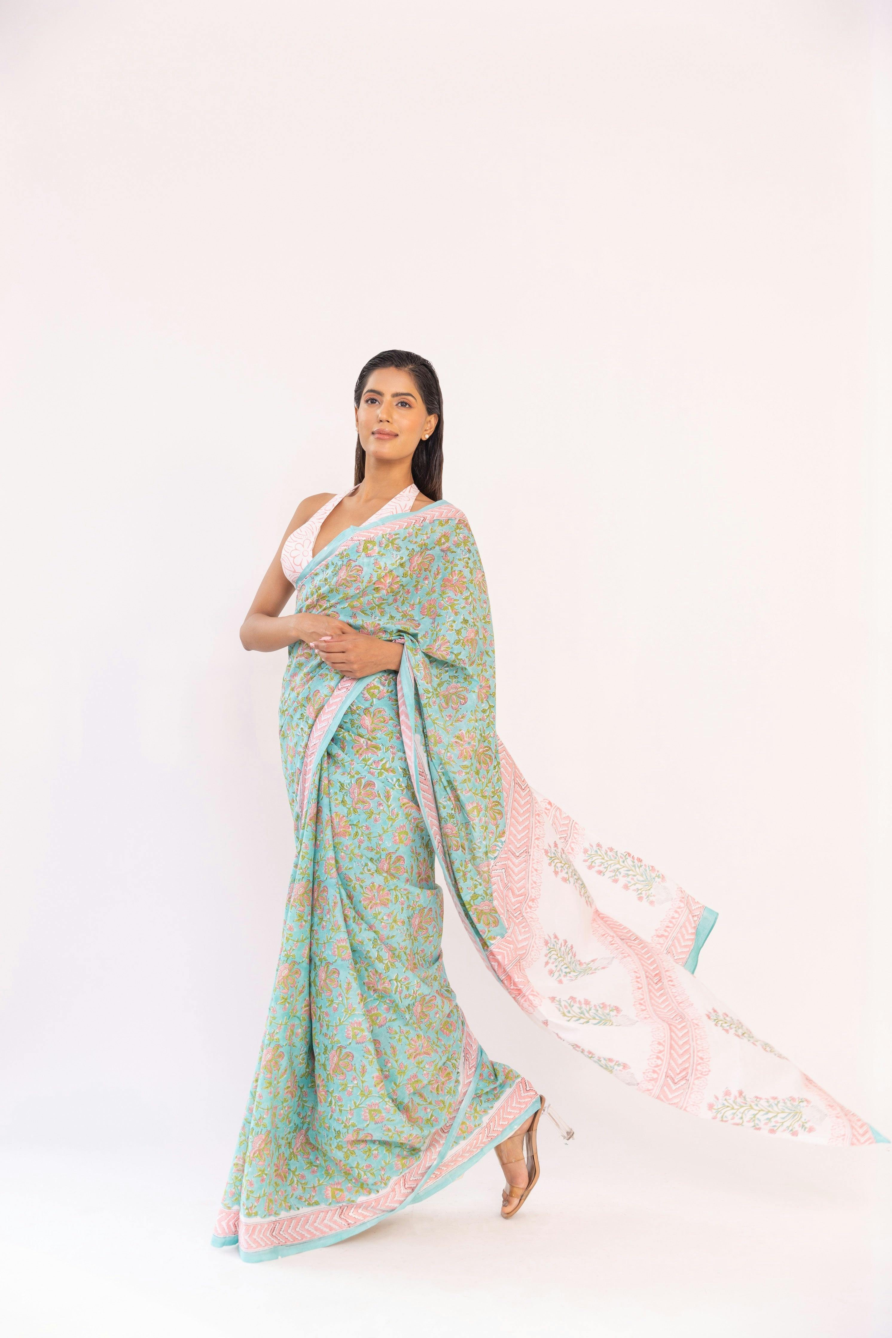 Anila Blockprinted Saree, a product by Shaakha