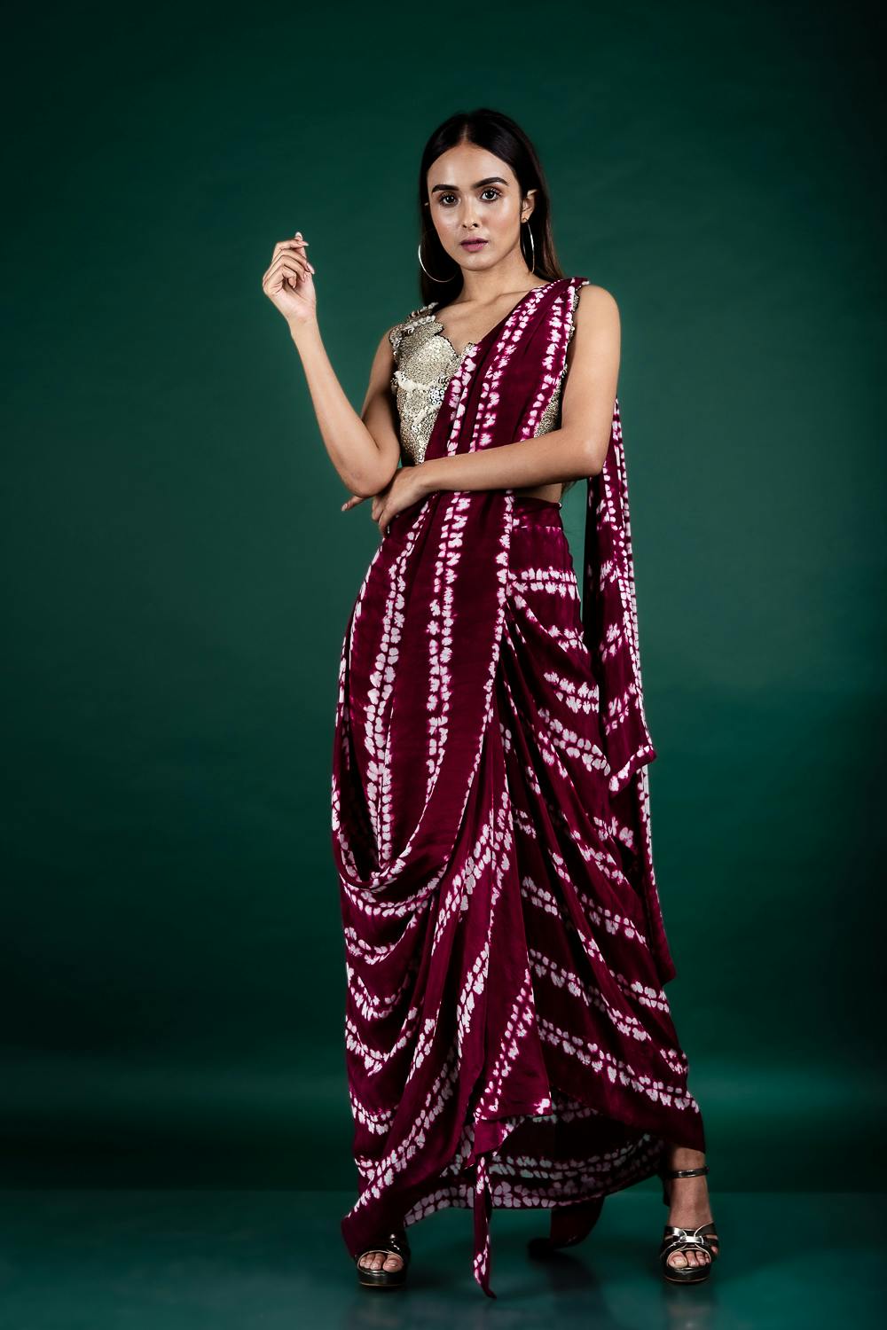 Pre-draped Dhoti Sari with Blouse Set, a product by Nupur Kanoi