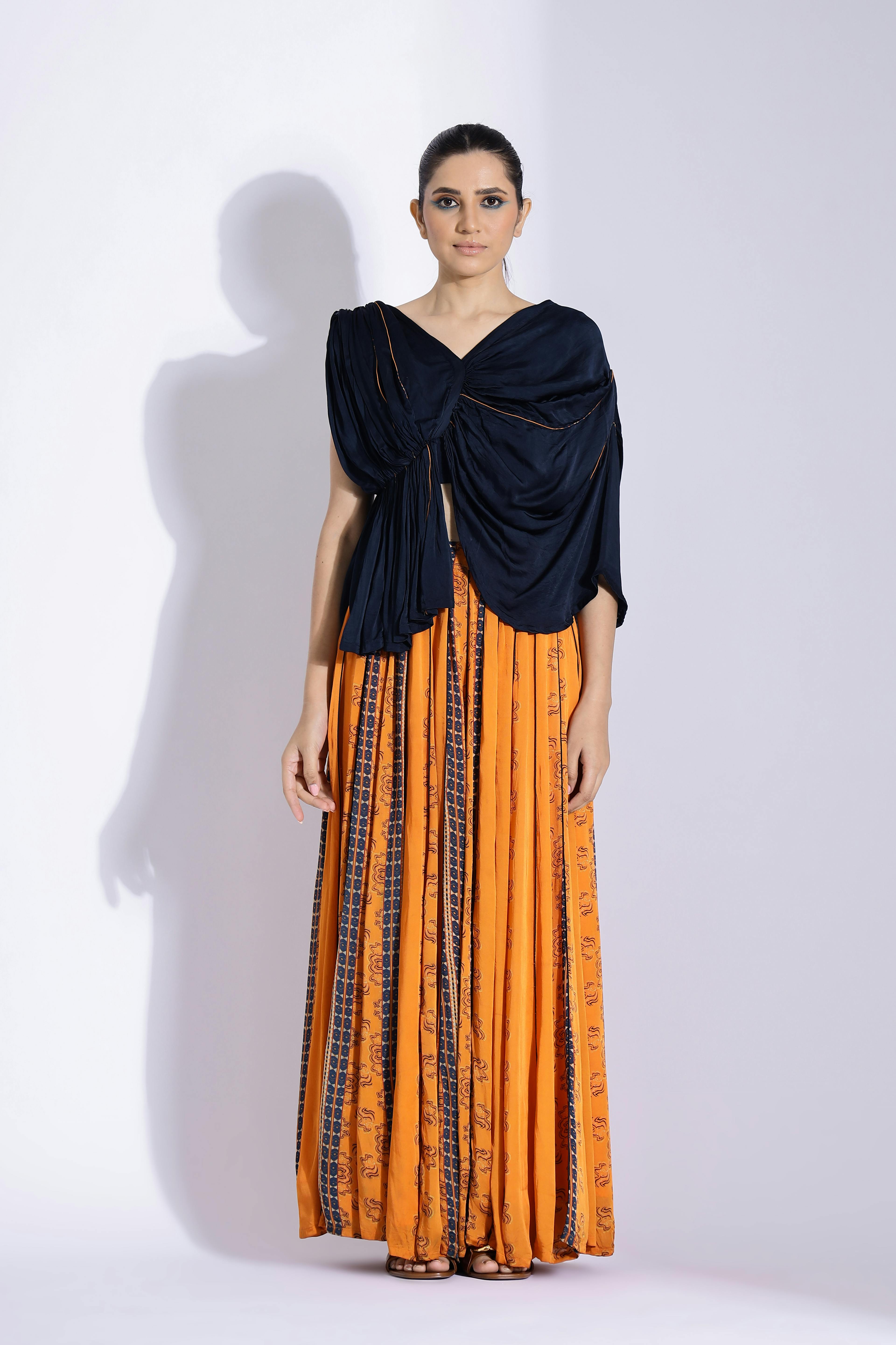 Drape blouse and Kalidar skirt , a product by Studio Surbhi