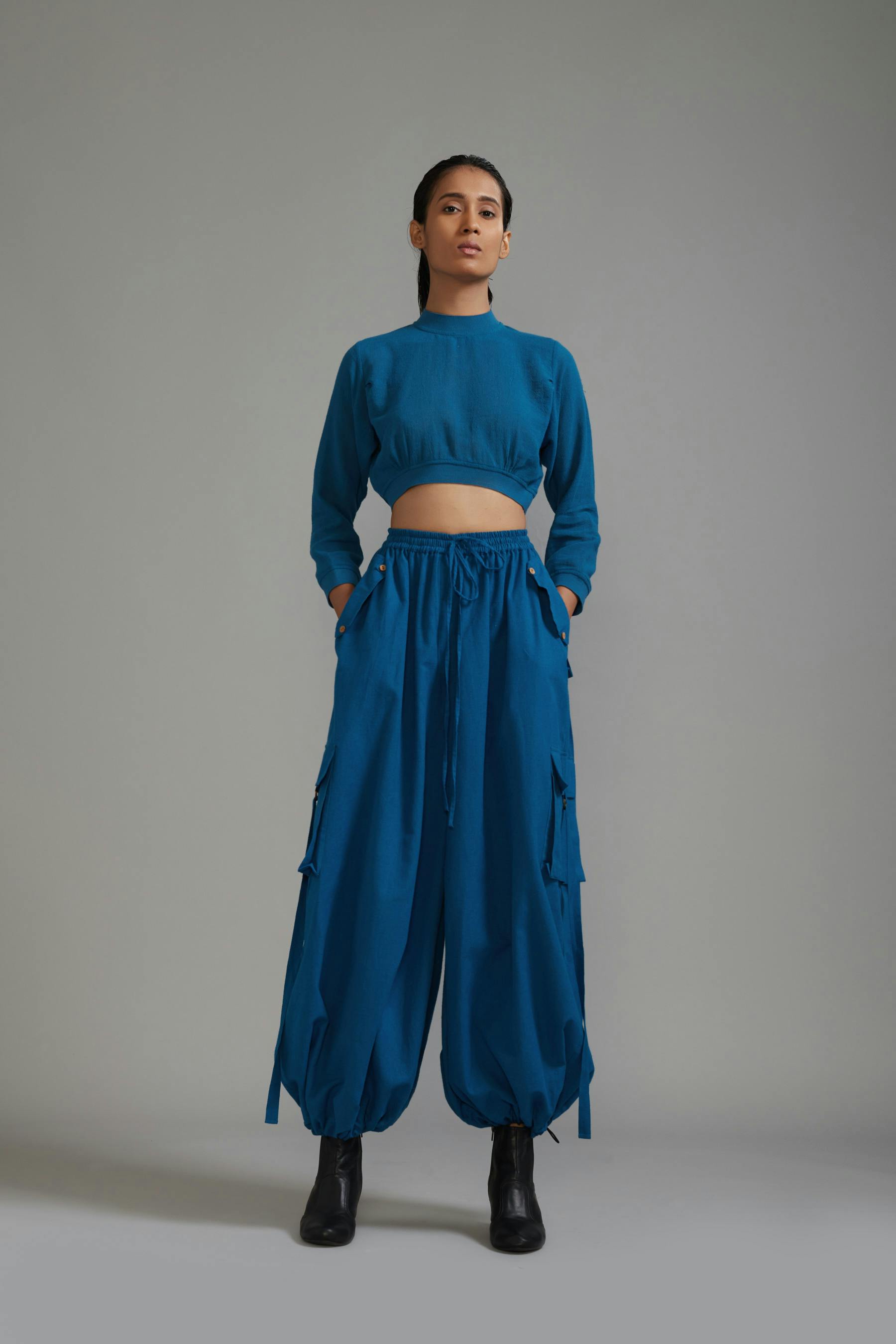Blue Crop Top and Cargo Set , a product by Style Mati