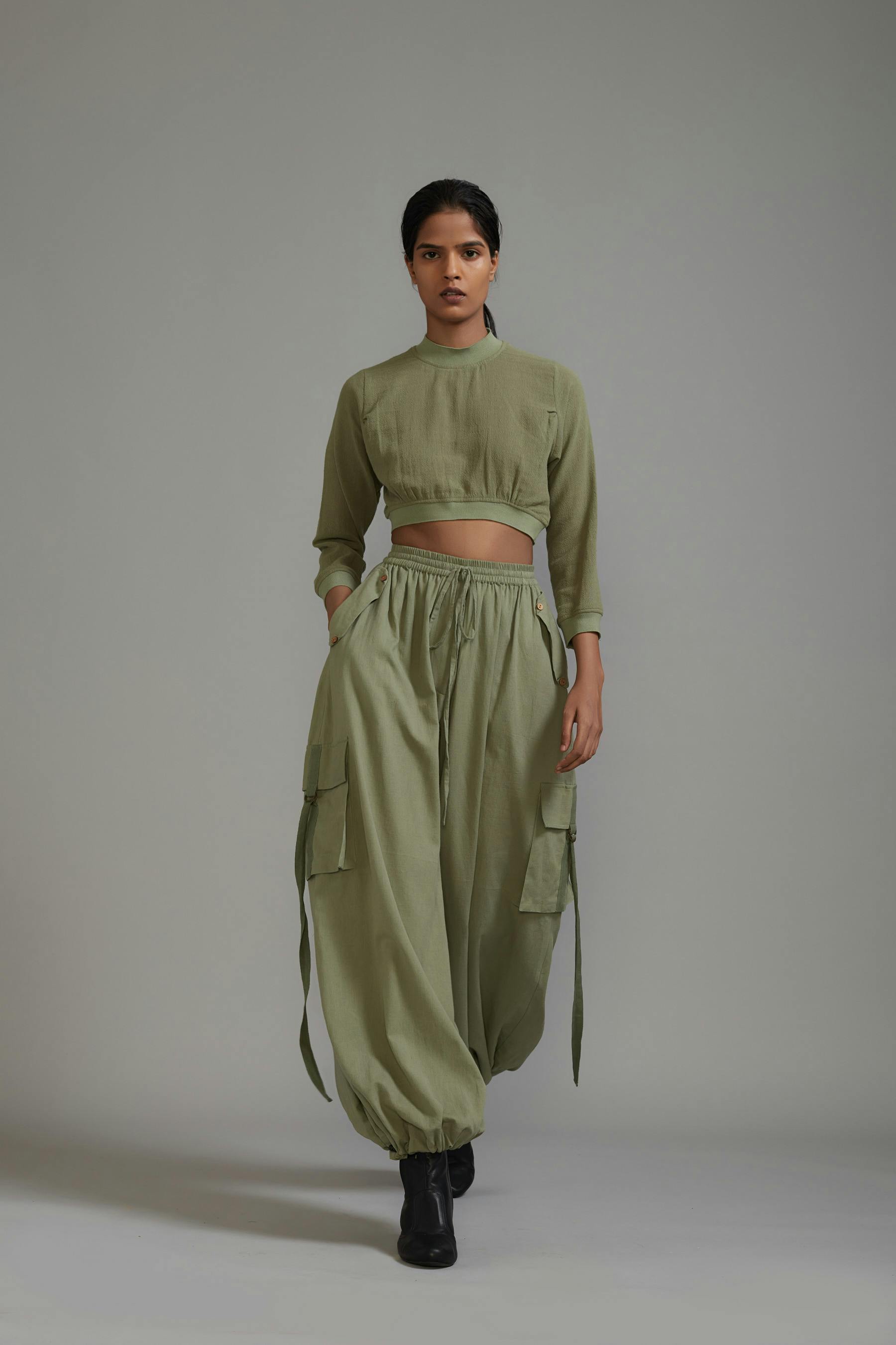 Green Crop Top and Cargo Set , a product by Style Mati