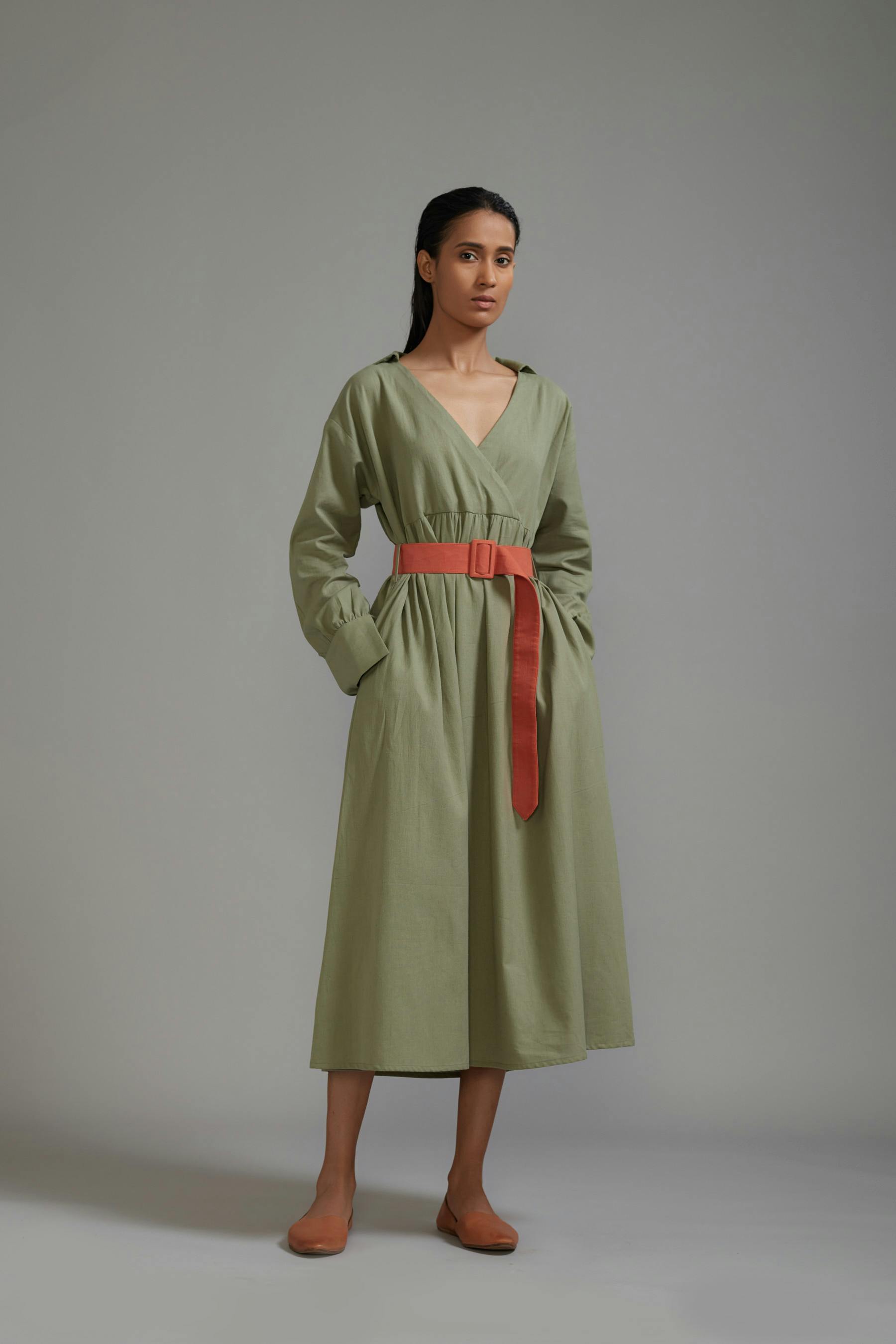 Thumbnail preview #2 for Green Safari Belted Dress