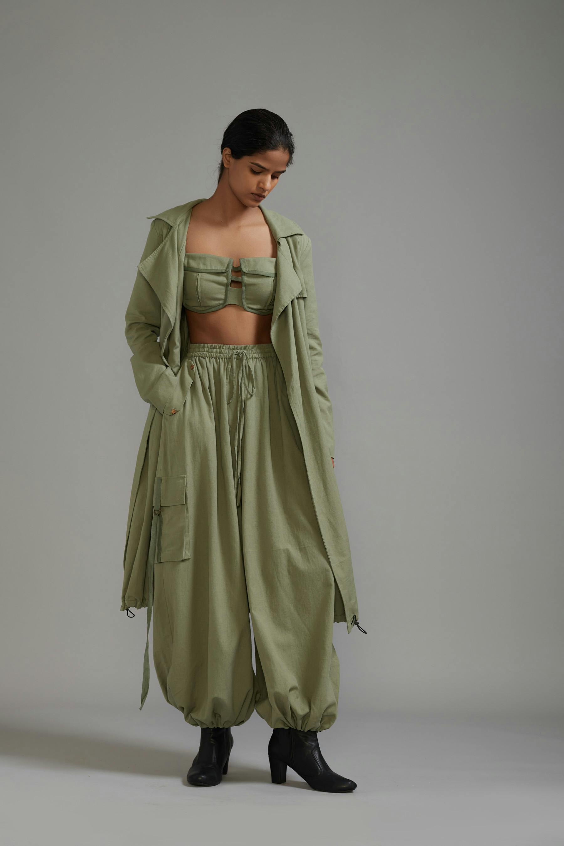 Green Safari Cargo Trench Set, a product by Style Mati