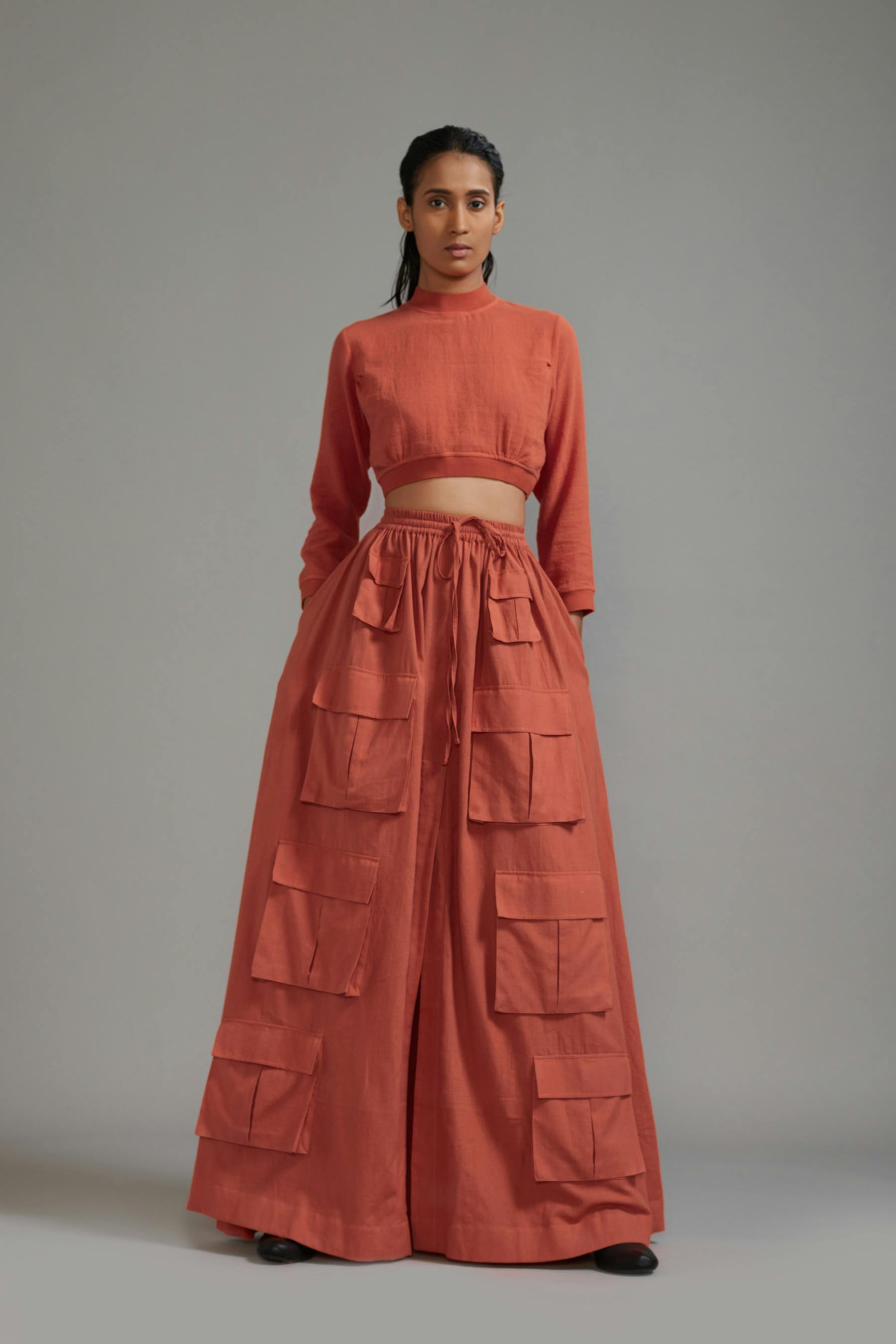 Rust Crop Top and Cargo Skirt Set, a product by Style Mati