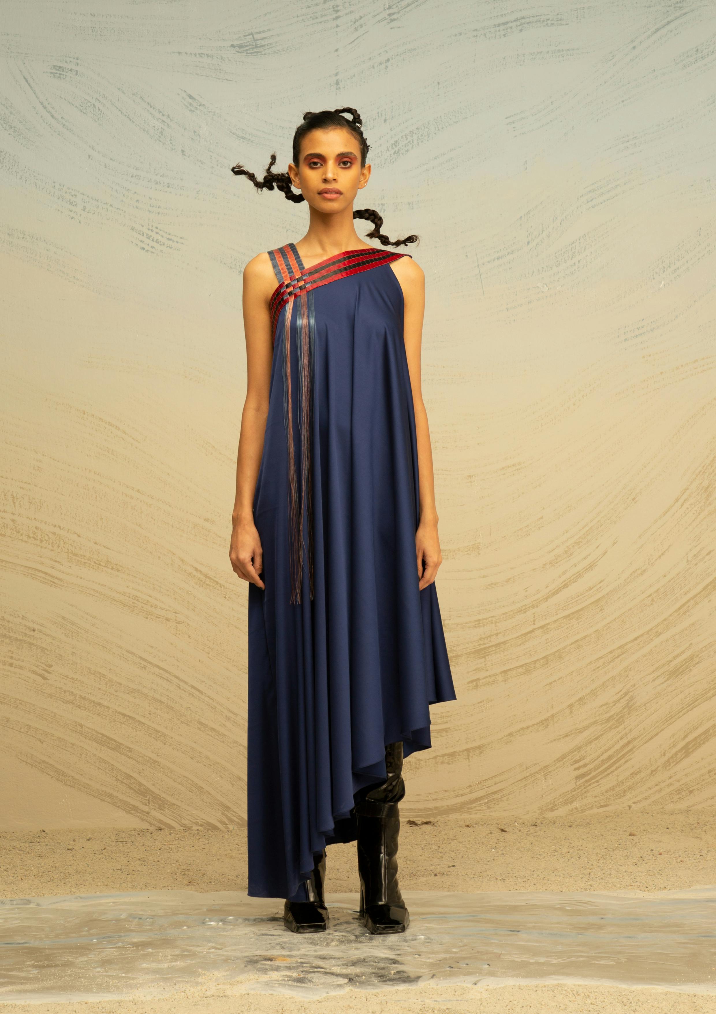 Gathered Chiffon Dress with Arc panels, a product by AKHL
